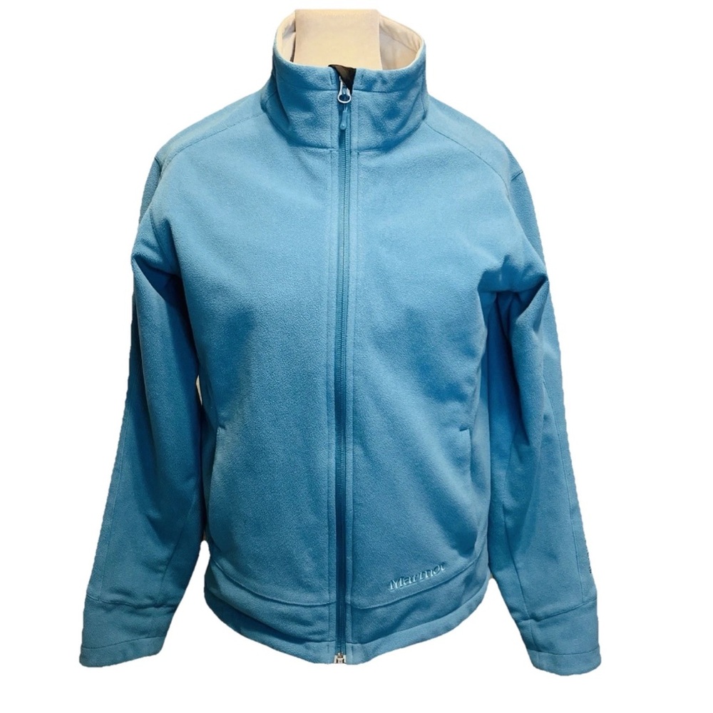 Marmot Women’s Fleece jacket Sz M Blue WINDSTOPPER Full Zip Pockets outdoor
